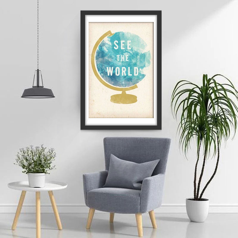 Globe Terrestre Broderie Diamant