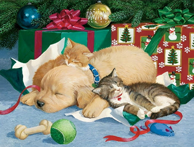Golden Retrivier et Chatons Broderie Diamant