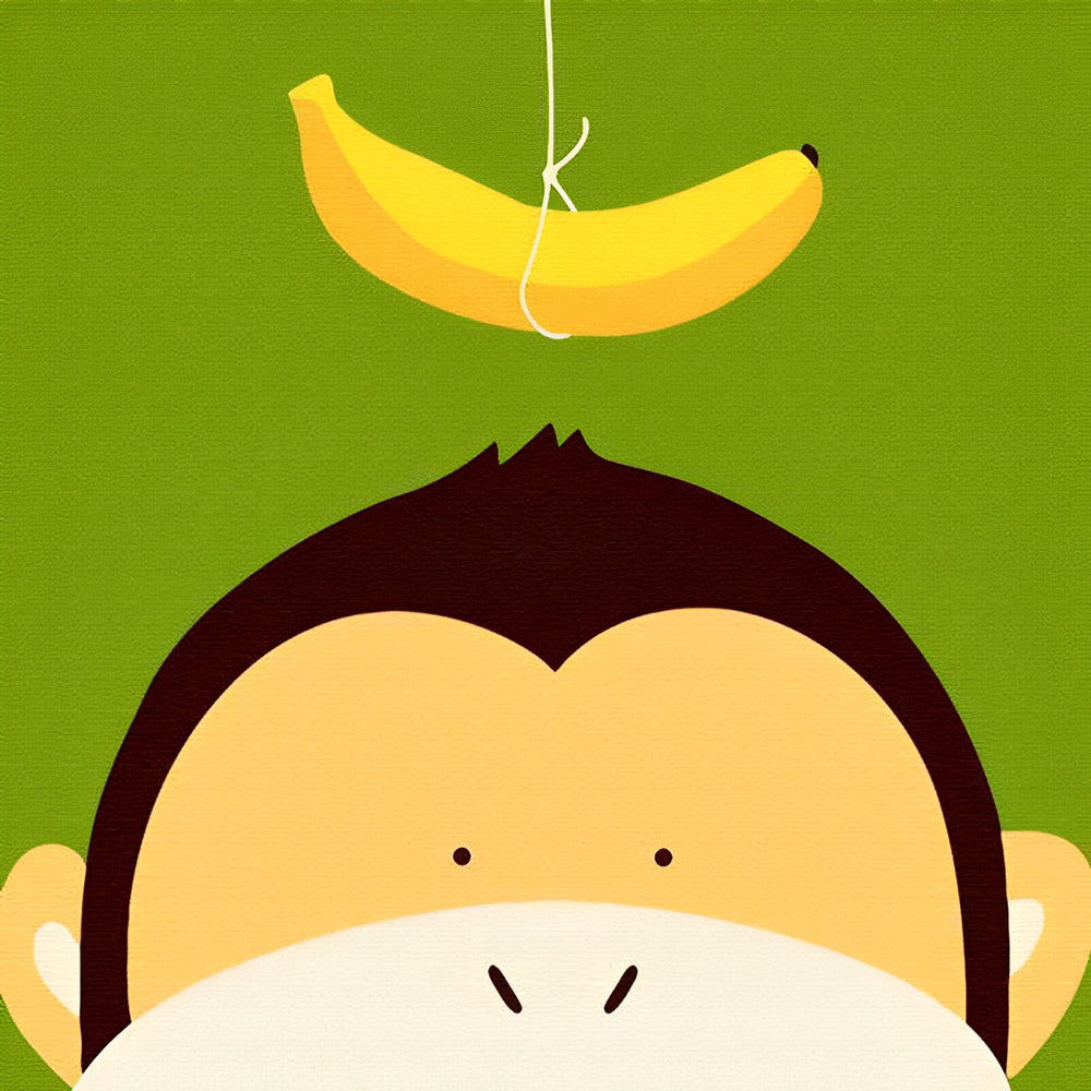 Gorille et Banane Cartoon Broderie Diamant