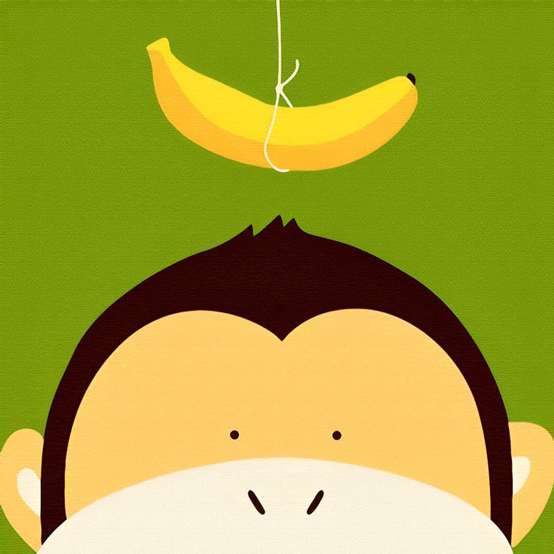 Gorille et Banane Cartoon Broderie Diamant
