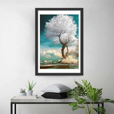 Grand Arbre Blanc Broderie Diamant