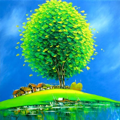 Grand Arbre Vert Broderie Diamant
