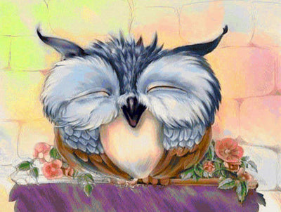 Grand-père Hibou Souriant Broderie Diamant