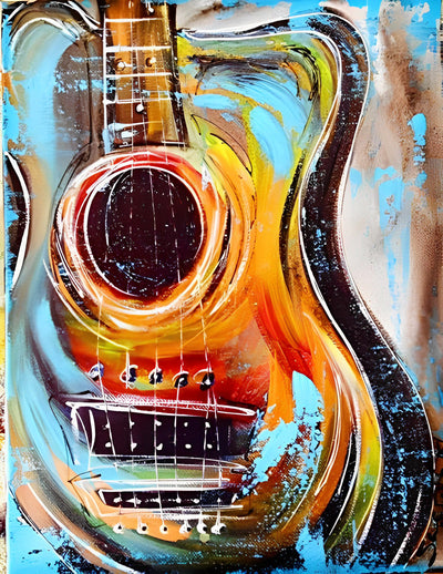 Guitare Abstraite Broderie Diamant