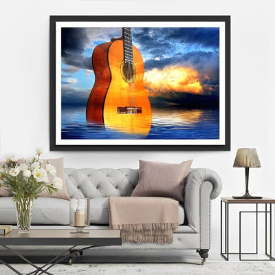 Guitare dans la Mer Broderie Diamant