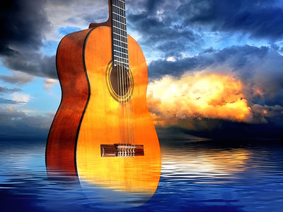 Guitare dans la Mer Broderie Diamant