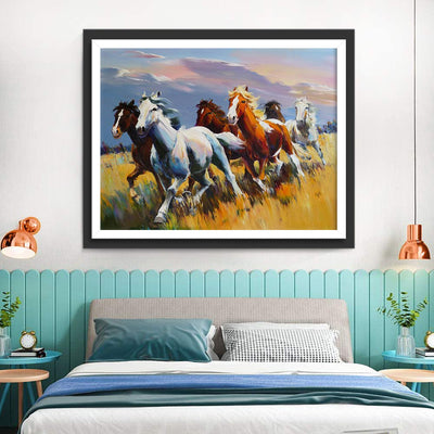 Harde de Chevaux Courant Broderie Diamant