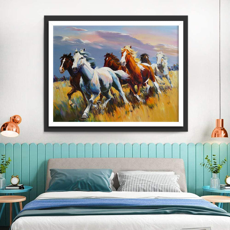 Harde de Chevaux Courant Broderie Diamant