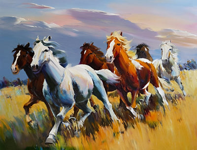 Harde de Chevaux Courant Broderie Diamant