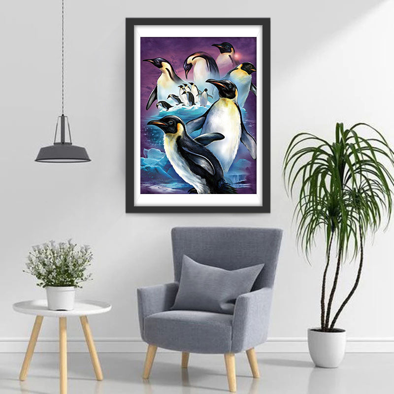 Harde de Manchots Broderie Diamant