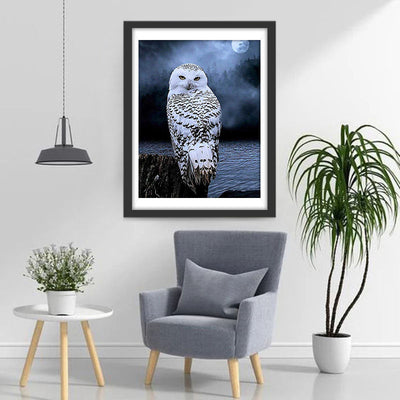 Harfang des Neiges et la Lune Claire Broderie Diamant