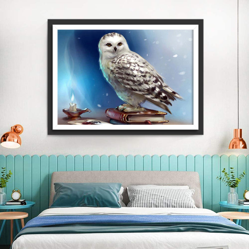 Harfang des Neiges sur le Bureau Broderie Diamant