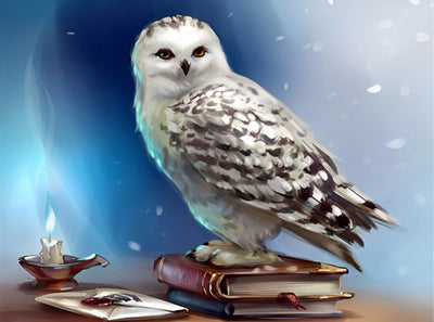 Harfang des Neiges sur le Bureau Broderie Diamant