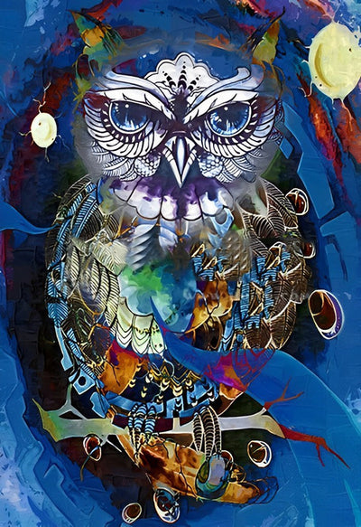 Hibou Abstrait Broderie Diamant