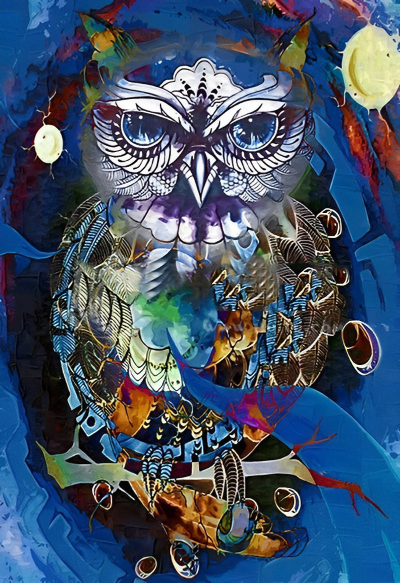 Hibou Abstrait Broderie Diamant