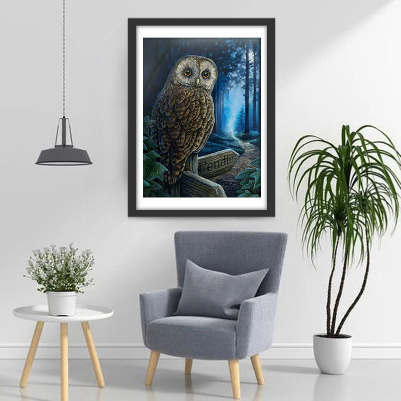 Hibou au Bois Broderie Diamant