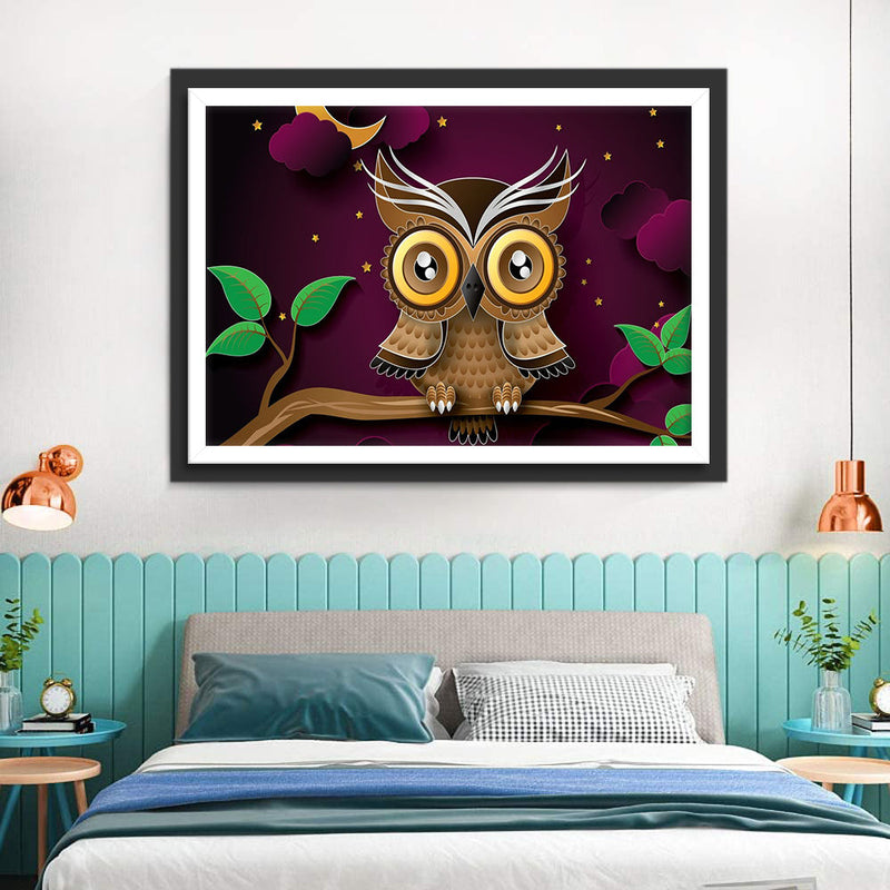 Hibou aux Grands Yeux Cartoon Broderie Diamant