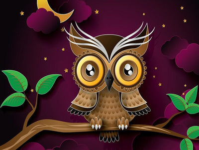 Hibou aux Grands Yeux Cartoon Broderie Diamant