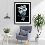 Hibou aux Yeux Enormes Broderie Diamant
