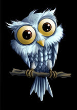 Hibou aux Yeux Enormes Broderie Diamant