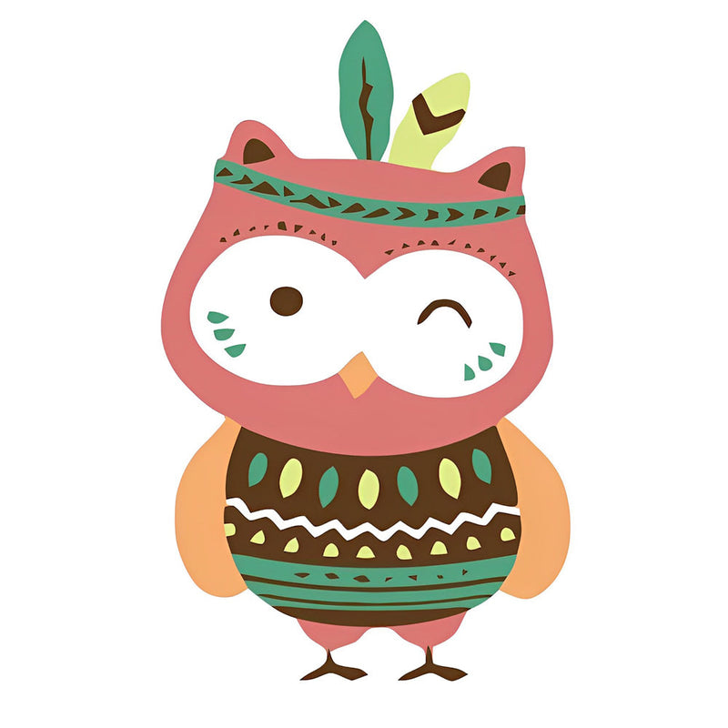 Hibou avec un Clin Broderie Diamant