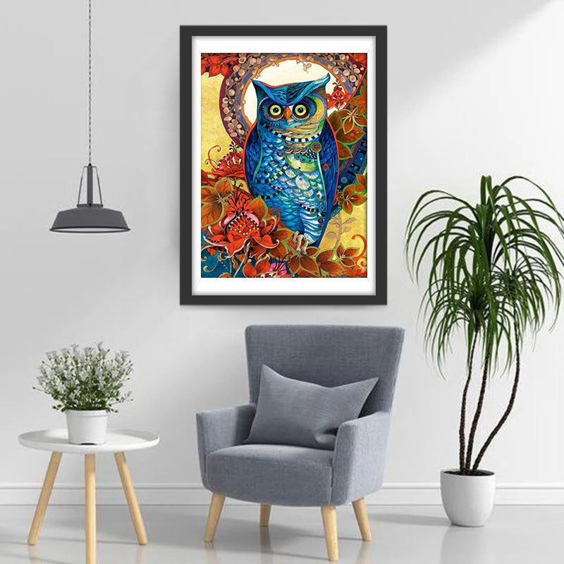 Hibou Bleu Magnifique Broderie Diamant