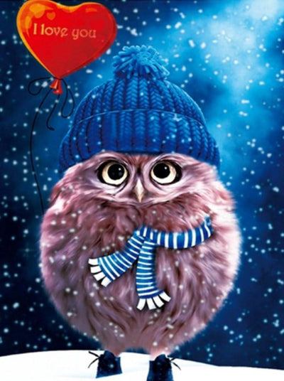 Hibou d'Hiver Broderie Diamant