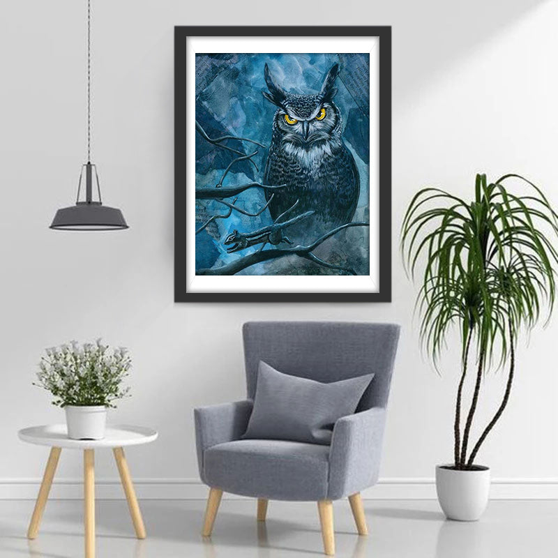 Hibou dans la Nuit Broderie Diamant