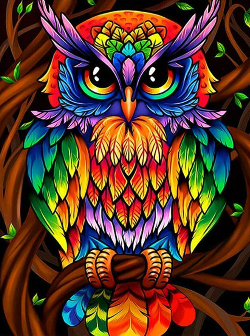 Hibou en Couleur d'Arc-en-Ciel Broderie Diamant