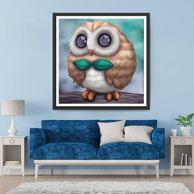 Hibou en Cravate de Feuille Broderie Diamant