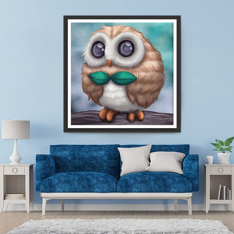 Hibou en Cravate de Feuille Broderie Diamant