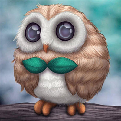 Hibou en Cravate de Feuille Broderie Diamant