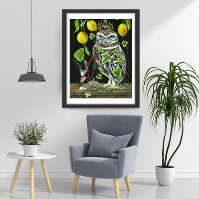 Hibou et Citrons Broderie Diamant