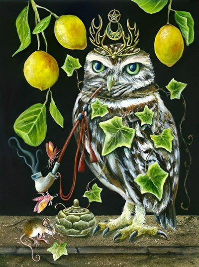 Hibou et Citrons Broderie Diamant
