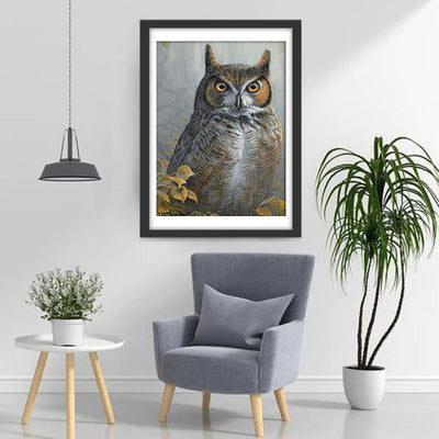 Hibou et les Feuilles Broderie Diamant
