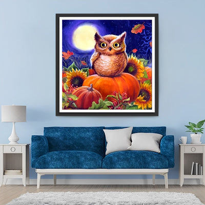 Hibou et Potirons Broderie Diamant