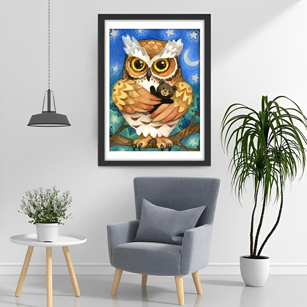 Hibou et Poupée de l'Ours Broderie Diamant