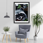 Hibou et Raton Gris Broderie Diamant