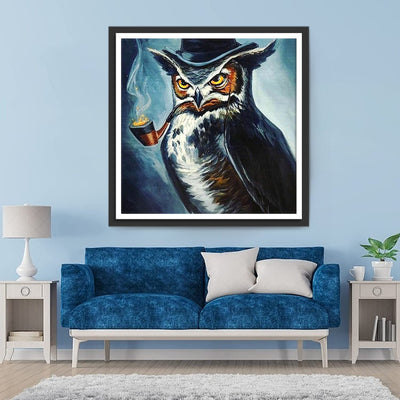Hibou Fumant en Haur-de-Forme Broderie Diamant