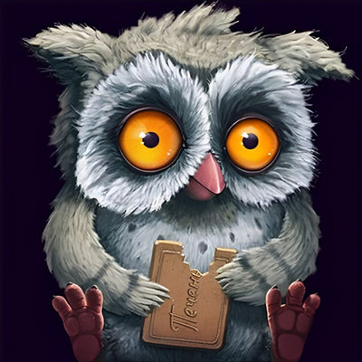 Hibou Mangeur de Chocolat Broderie Diamant