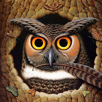 Hibou Pédant Broderie Diamant
