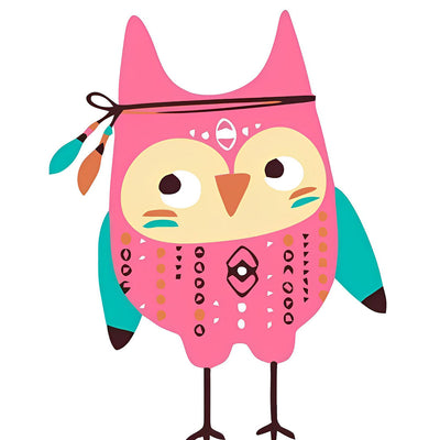 Hibou Rouge de la Tribu Broderie Diamant