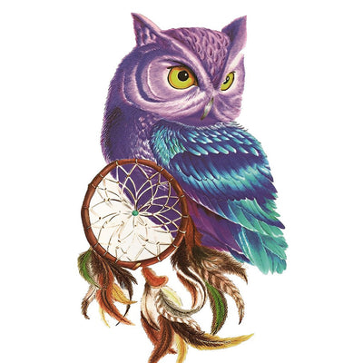Hibou Violet et Capteur de Rêves Broderie Diamant