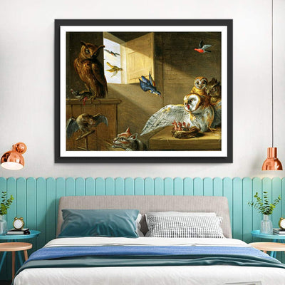 Hiboux, Oiseaux et Chat Broderie Diamant