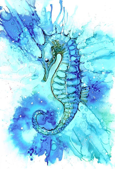 Hippocampe Bleu Broderie Diamant