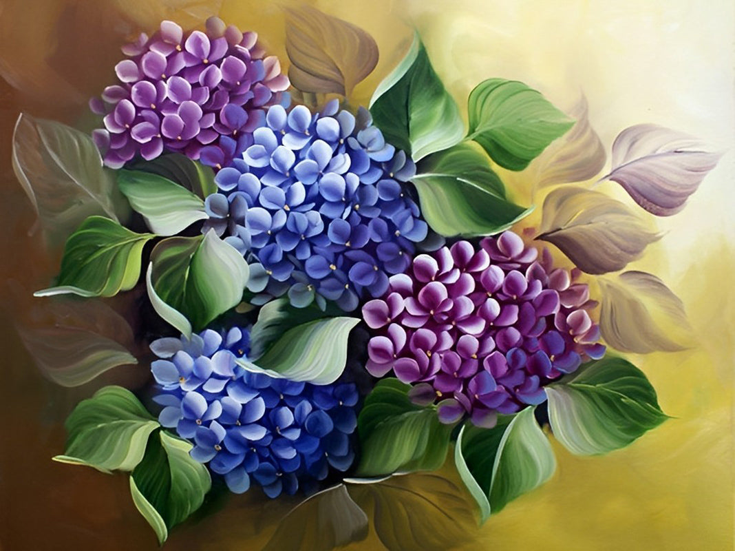 Hortensias Bleus et Violets Broderie Diamant