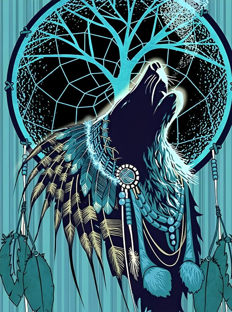 Hurlements de Loup Indien Broderie Diamant