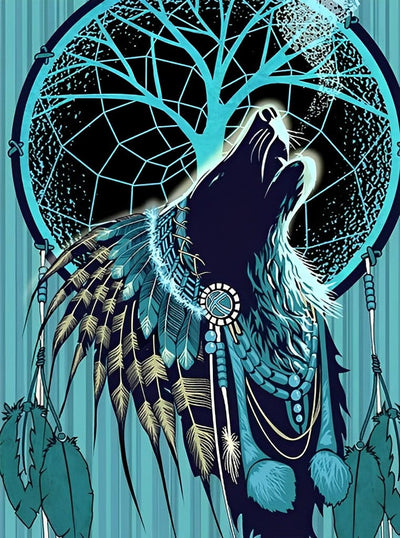 Hurlements de Loup Indien Broderie Diamant