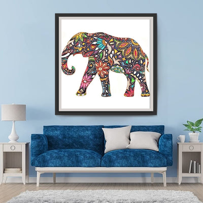 Image d'Éléphant des Fleurs Broderie Diamant
