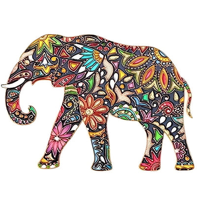Image d'Éléphant des Fleurs Broderie Diamant